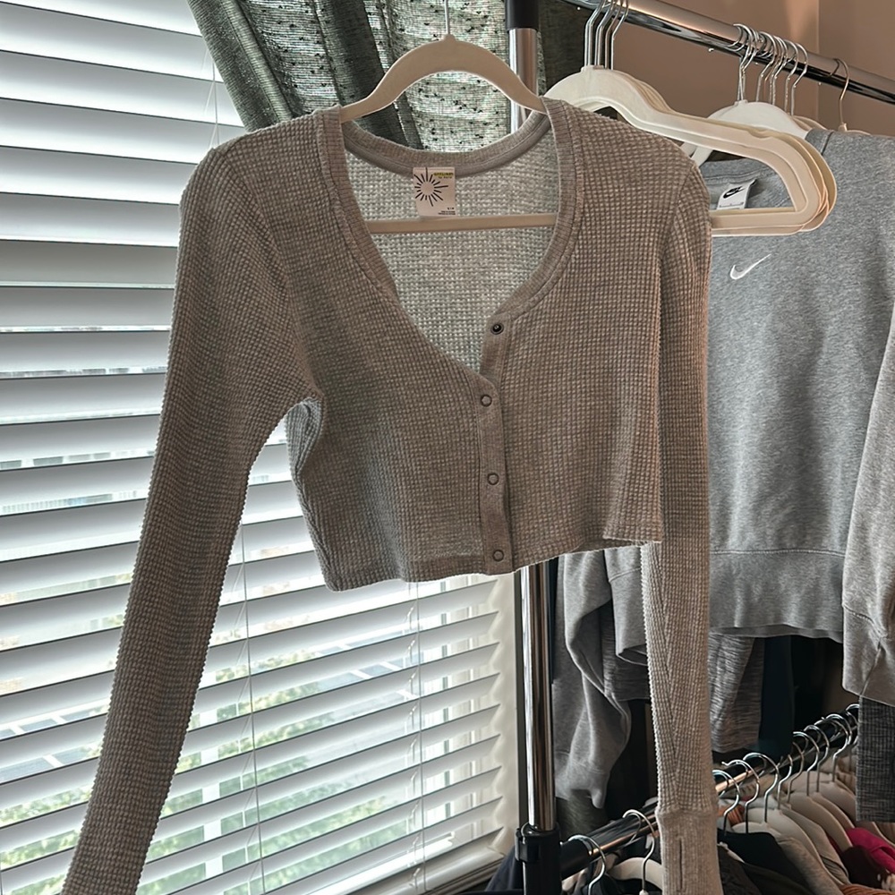 Aerie Offline Cropped Wafflecone Long-Sleeve